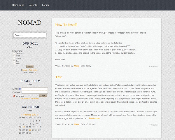 Блоговый шаблон Nomad для uCoz